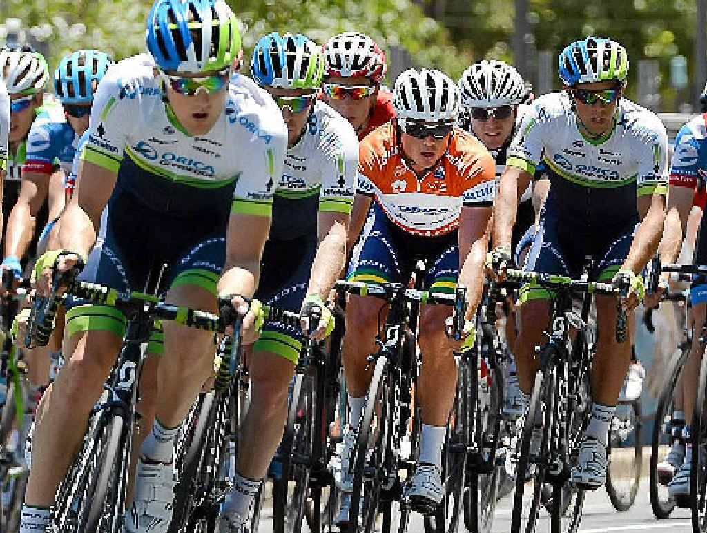 WINNING MOVE: Simon Gerrans (centre) is protected by his Orica-GreenEDGE teammates during the final stage of the Tour Down Under in Adelaide. WINNING MOVE: Simon Gerrans (centre) is protected by his Orica-GreenEDGE teammates during the final stage of the Tour Down Under in Adelaide.